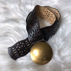 Punch leather adjustable boho belt large/xlarge